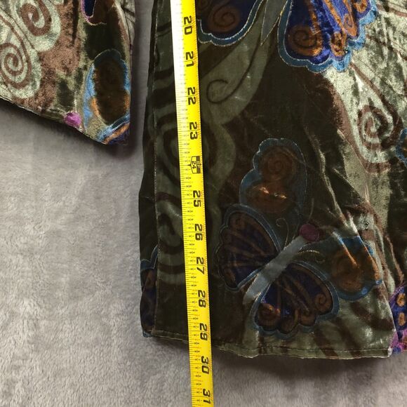 Velvet Butterfly Print Tunic Top Boho Embellished Long Sleeve Whimsical L - Picture 11 of 11